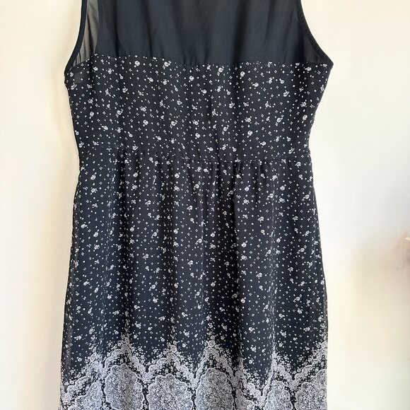 Romy Black and White Floral Sheer Layer Whimsigoth Dress - Picture 2 of 7